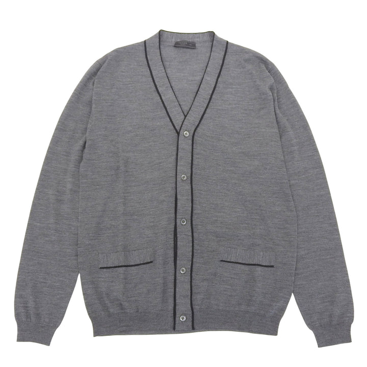 Excellent PRADA cardigan gray Virgin wool mens 48 UMG346