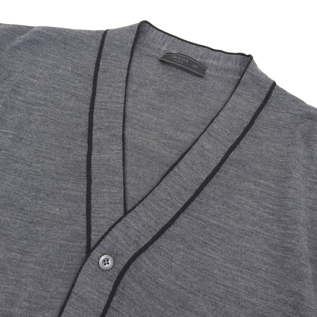Excellent PRADA cardigan gray Virgin wool mens 48 UMG346