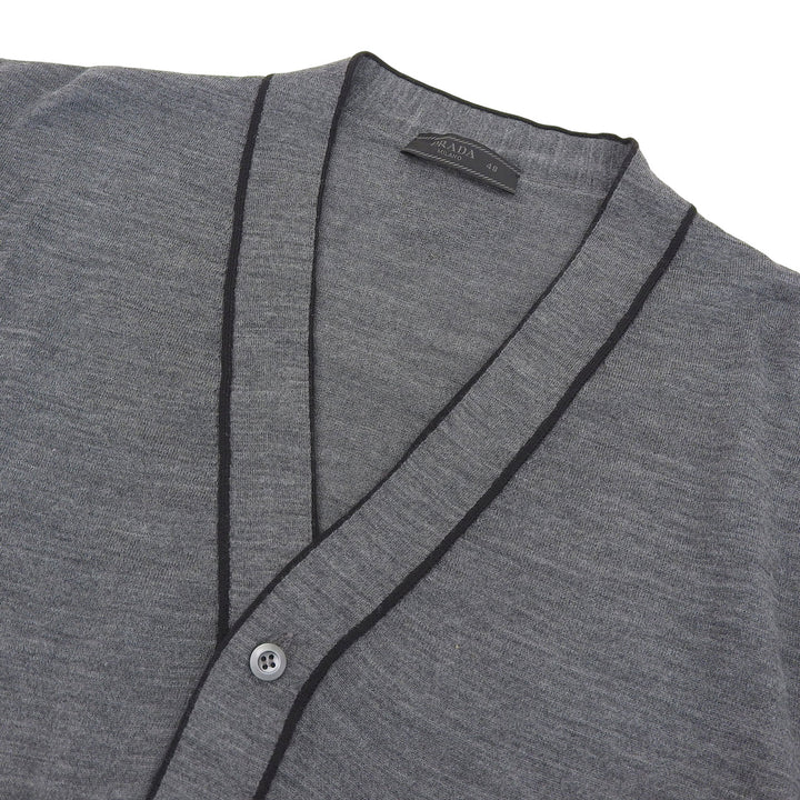 Excellent PRADA cardigan gray Virgin wool mens 48 UMG346