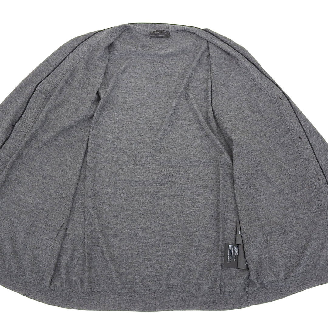 Excellent PRADA cardigan gray Virgin wool mens 48 UMG346