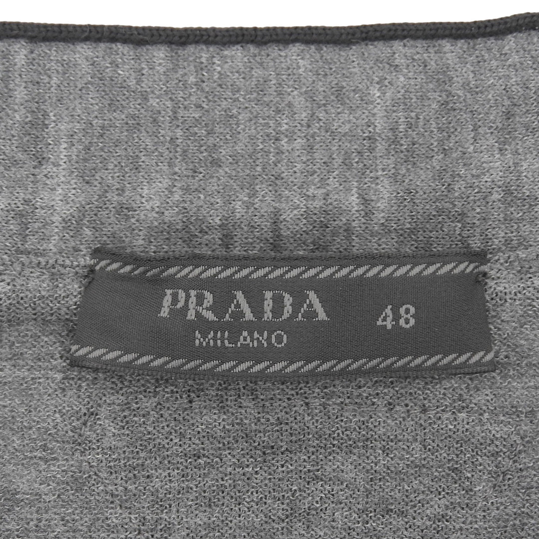 Excellent PRADA cardigan gray Virgin wool mens 48 UMG346