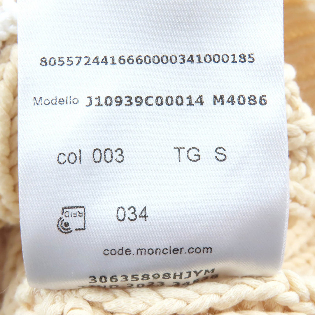 Excellent MONCLER knit GIROCOLLO TRICOT Logo patch short sleeve beige cotton S