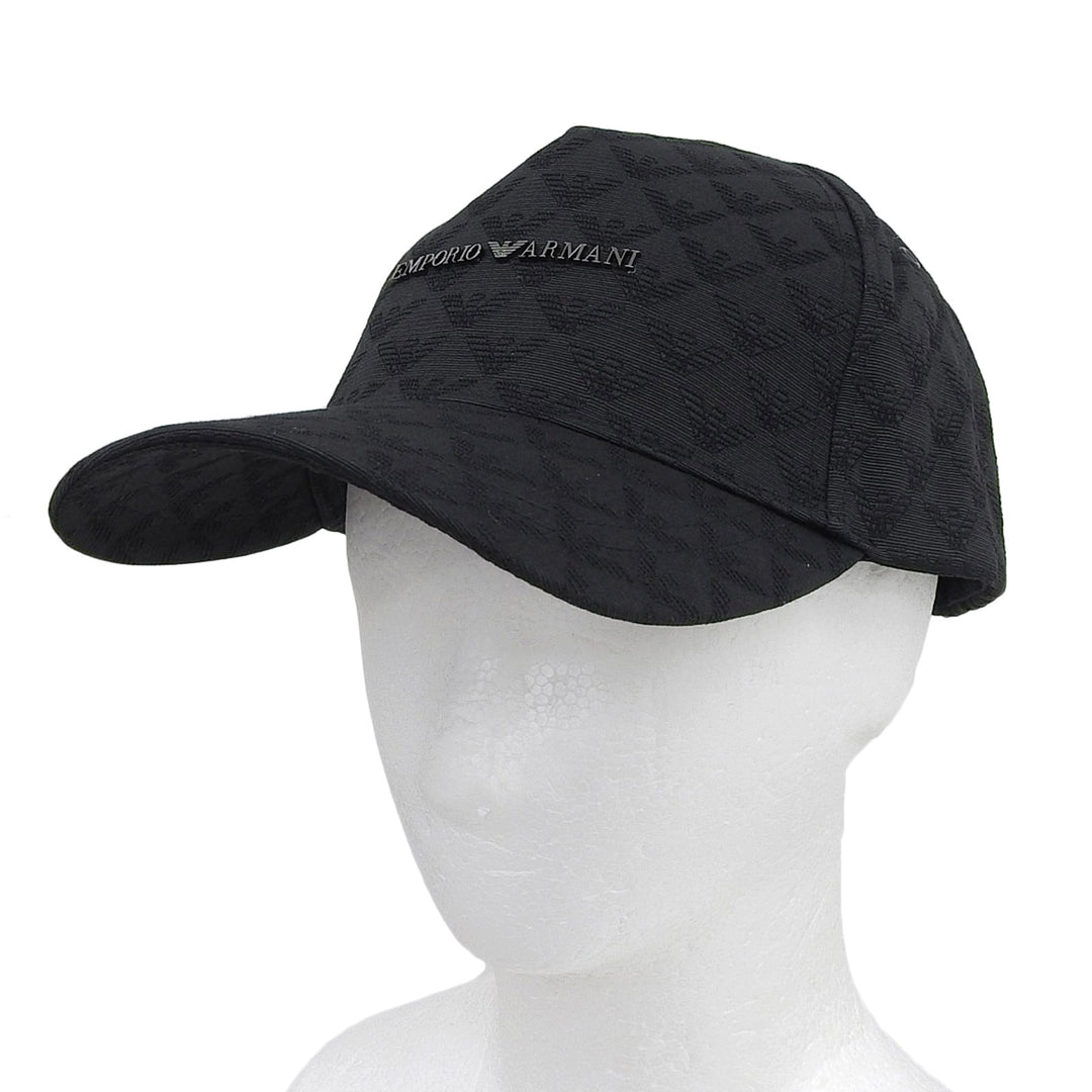 Excellent EMPORIO ARMANI cap All-over pattern with metal logo black mens