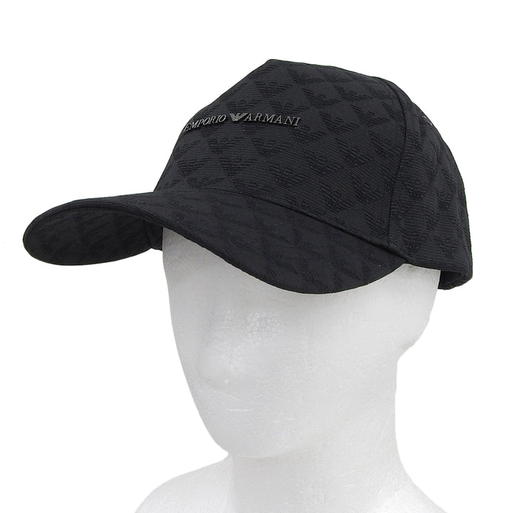 Excellent EMPORIO ARMANI cap All-over pattern with metal logo black mens
