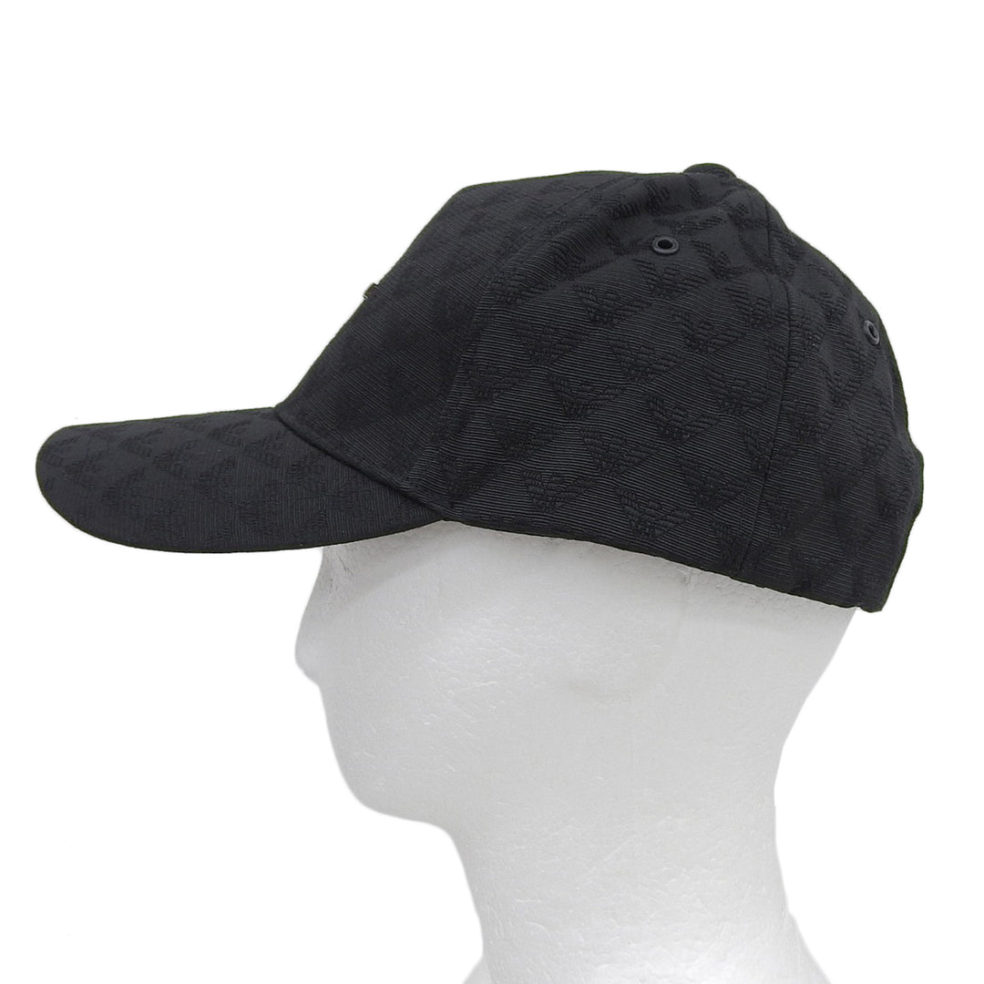Excellent EMPORIO ARMANI cap All-over pattern with metal logo black mens