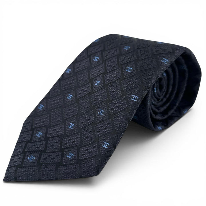 Pristine CHANEL tie COCO MarkPattern Jacquard Dark navy silk mens