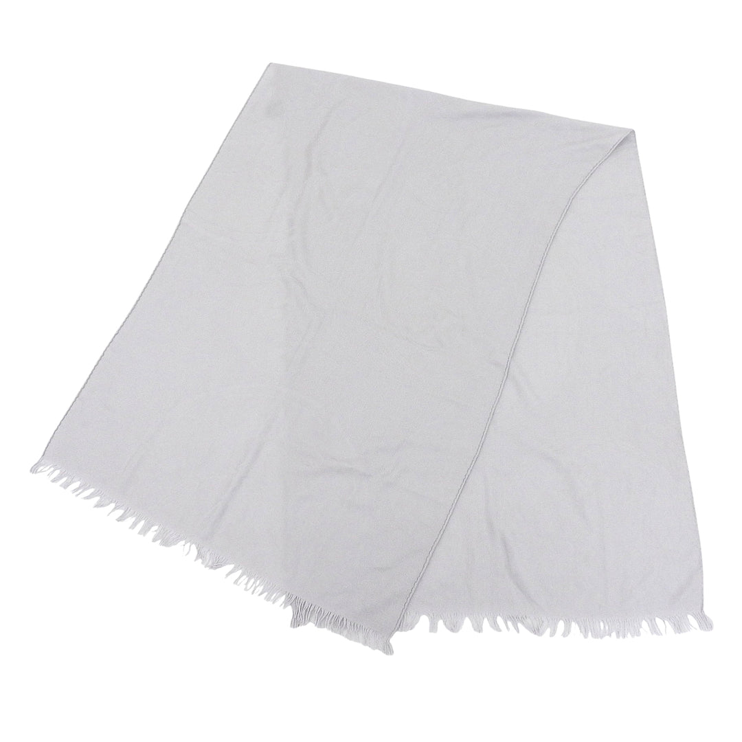 Very Good HERMES Scarf New Libris fringe Light gray cashmere Women