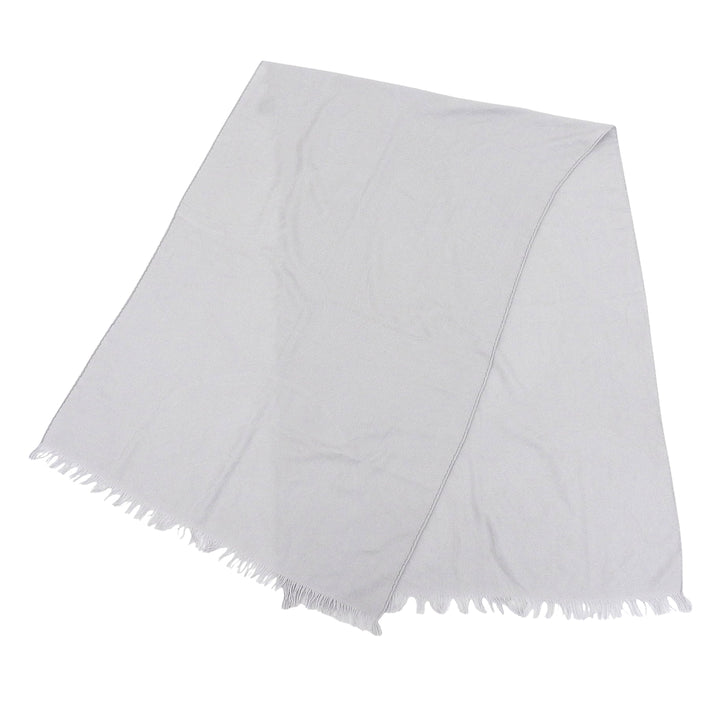 Very Good HERMES Scarf New Libris fringe Light gray cashmere Women