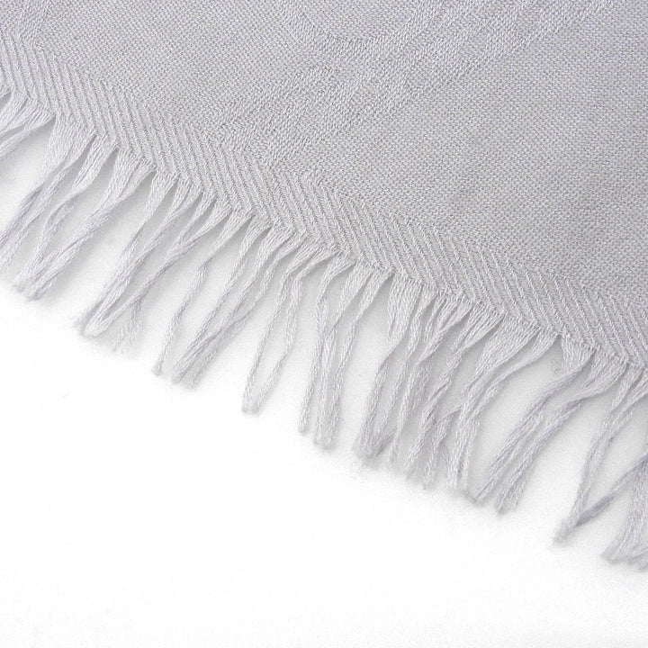 Very Good HERMES Scarf New Libris fringe Light gray cashmere Women