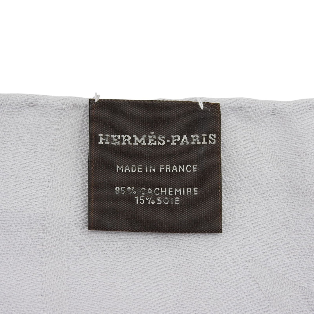 Very Good HERMES Scarf New Libris fringe Light gray cashmere Women