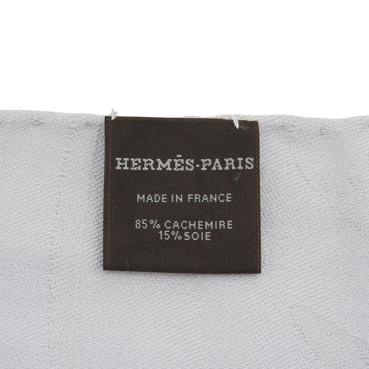 Very Good HERMES Scarf New Libris fringe Light gray cashmere Women