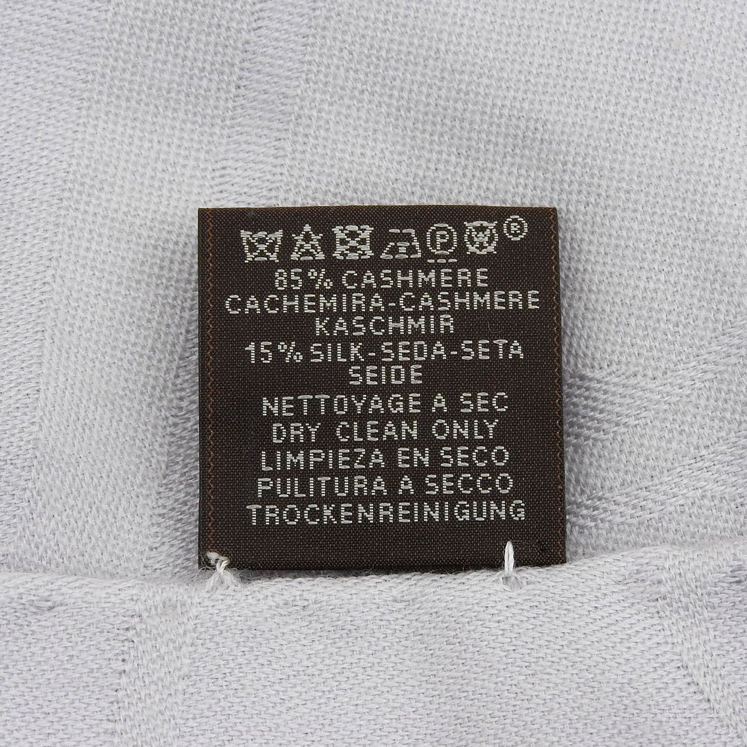 Very Good HERMES Scarf New Libris fringe Light gray cashmere Women