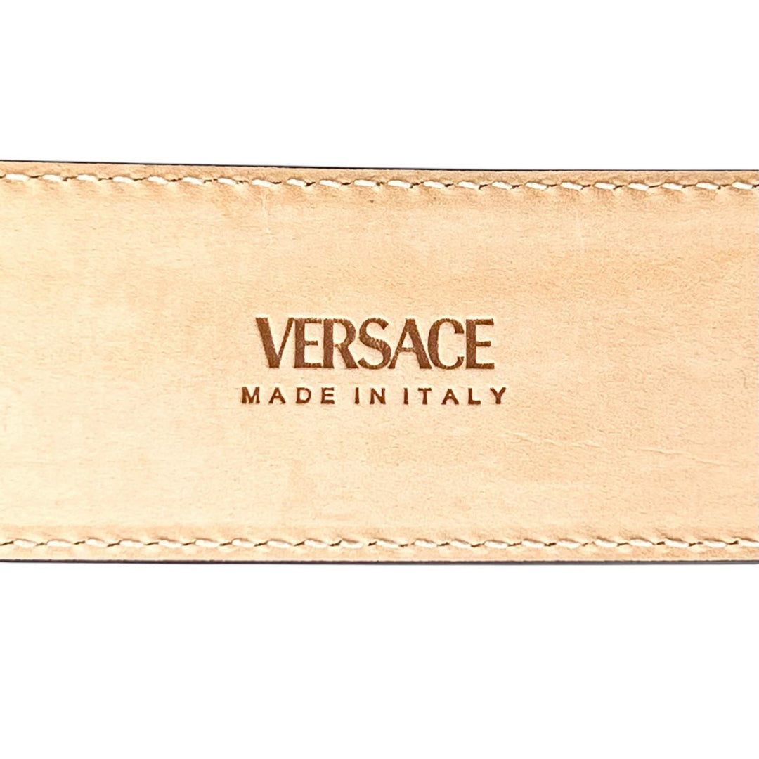 Great VERSACE belt Medusa motif buckle beige Calf leather mens