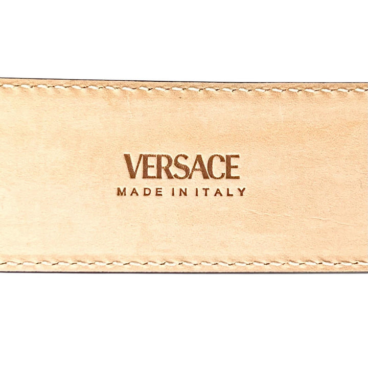Great VERSACE belt Medusa motif buckle beige Calf leather mens