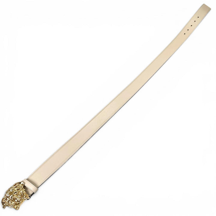 Great VERSACE belt Medusa motif buckle beige Calf leather mens