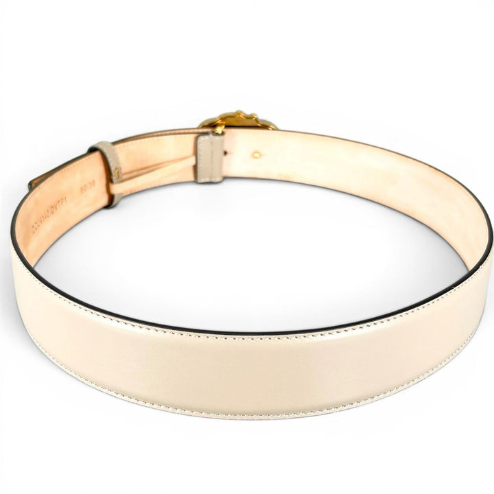 Great VERSACE belt Medusa motif buckle beige Calf leather mens