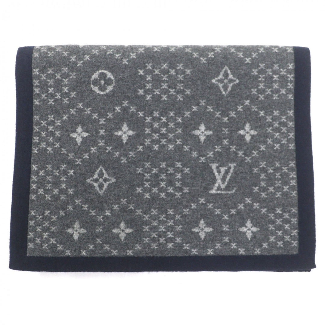 Great LOUIS VUITTON Scarf Escharp Monogram Stripes gray cashmere mens M76037