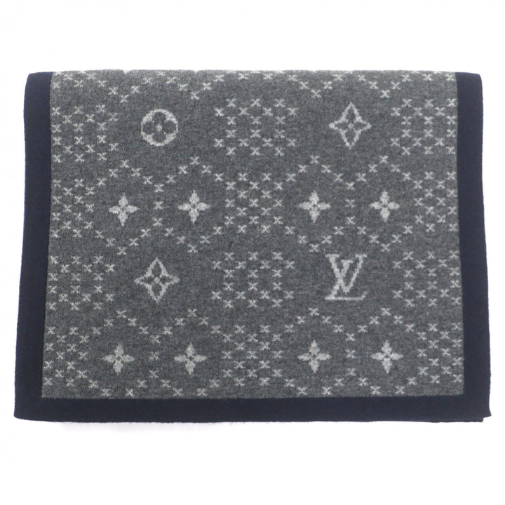 Great LOUIS VUITTON Scarf Escharp Monogram Stripes gray cashmere mens M76037