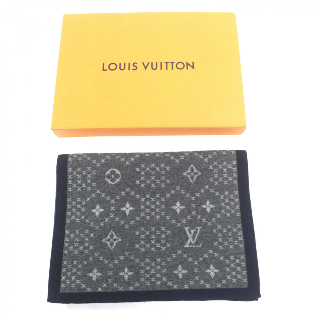 Great LOUIS VUITTON Scarf Escharp Monogram Stripes gray cashmere mens M76037