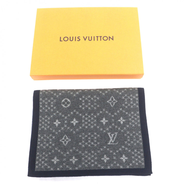Great LOUIS VUITTON Scarf Escharp Monogram Stripes gray cashmere mens M76037