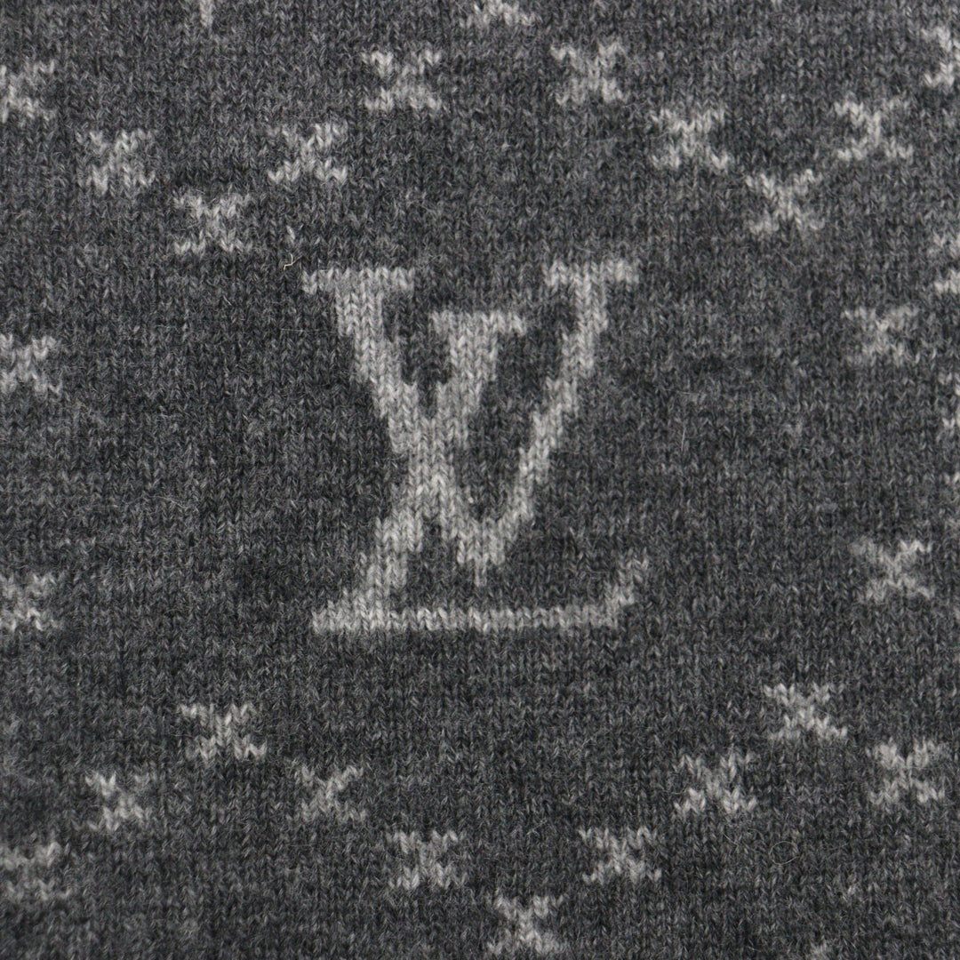 Great LOUIS VUITTON Scarf Escharp Monogram Stripes gray cashmere mens M76037