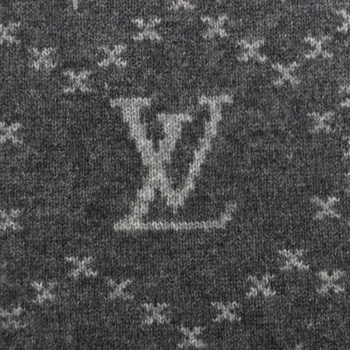Great LOUIS VUITTON Scarf Escharp Monogram Stripes gray cashmere mens M76037