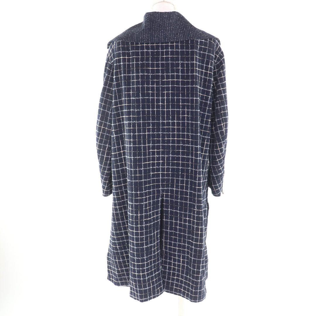 Excellent CHANEL Runway-style COCO Button Tweed Coat Navy wool Women 34 P73110