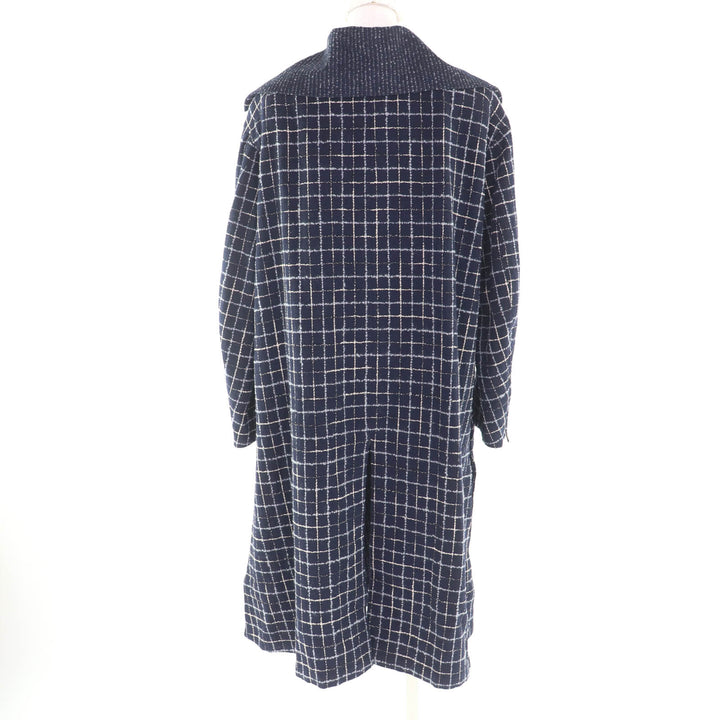 Excellent CHANEL Runway-style COCO Button Tweed Coat Navy wool Women 34 P73110