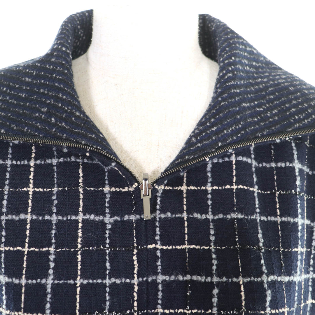 Excellent CHANEL Runway-style COCO Button Tweed Coat Navy wool Women 34 P73110