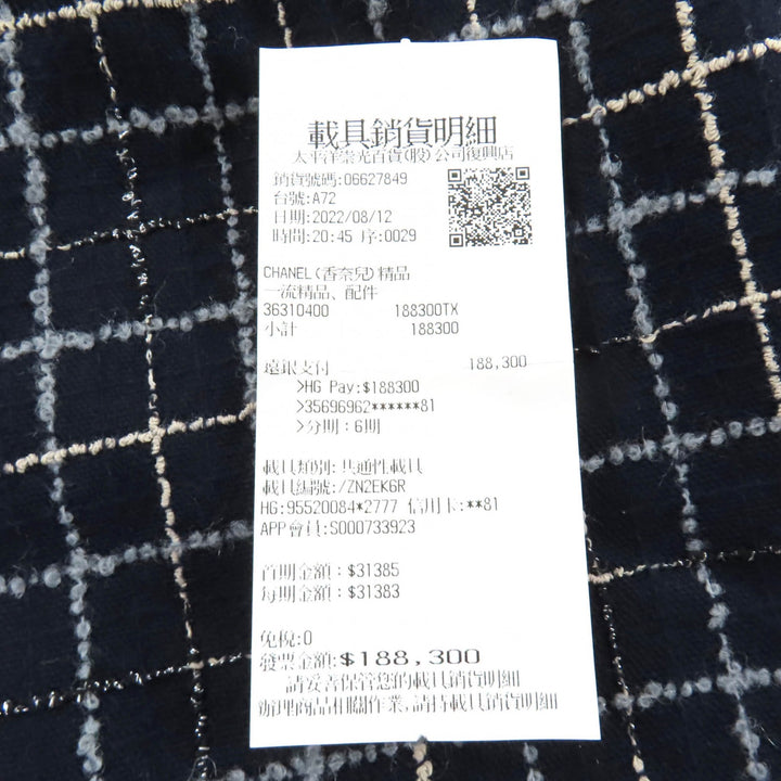 Excellent CHANEL Runway-style COCO Button Tweed Coat Navy wool Women 34 P73110
