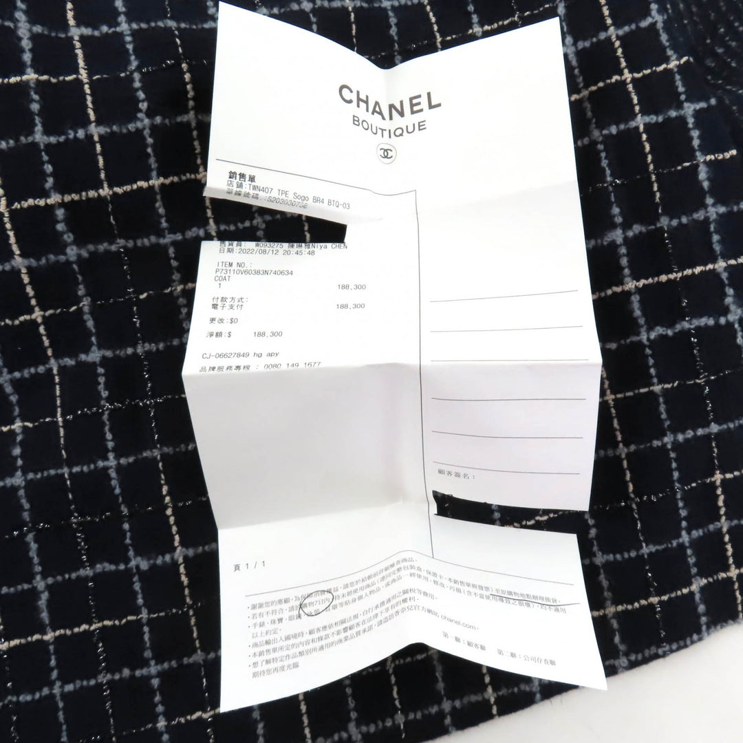 Excellent CHANEL Runway-style COCO Button Tweed Coat Navy wool Women 34 P73110