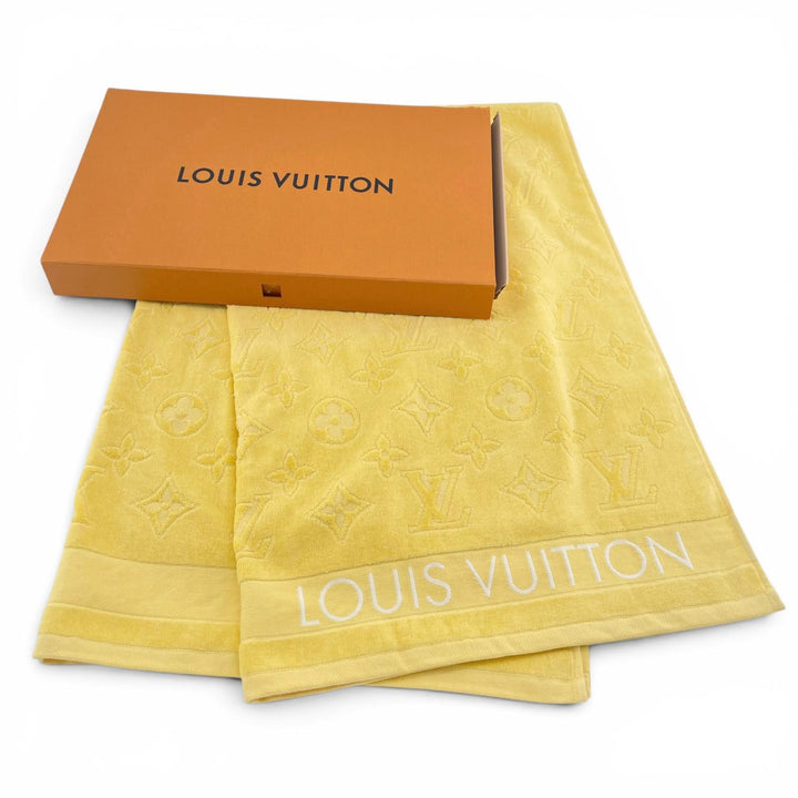 Pristine LOUIS VUITTON towel Monogram Pattern Bath Towel yellow cotton R96537
