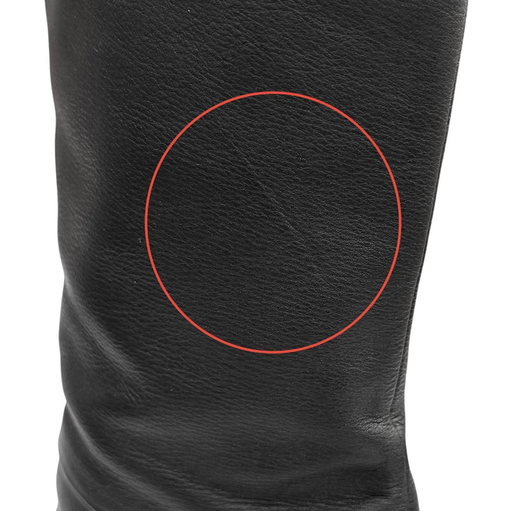 Great CHANEL Knee-high boots black leather Women 36.5 G36438