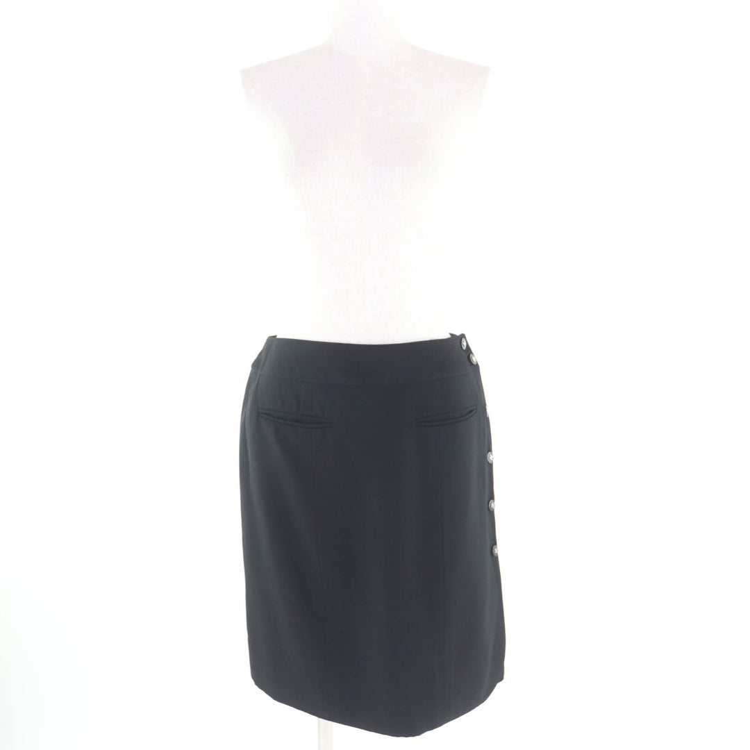 Excellent CHANEL Wrap skirt black wool Women 40 96P P06492