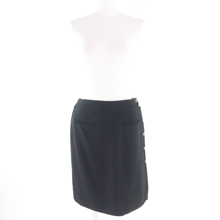 Excellent CHANEL Wrap skirt black wool Women 40 96P P06492