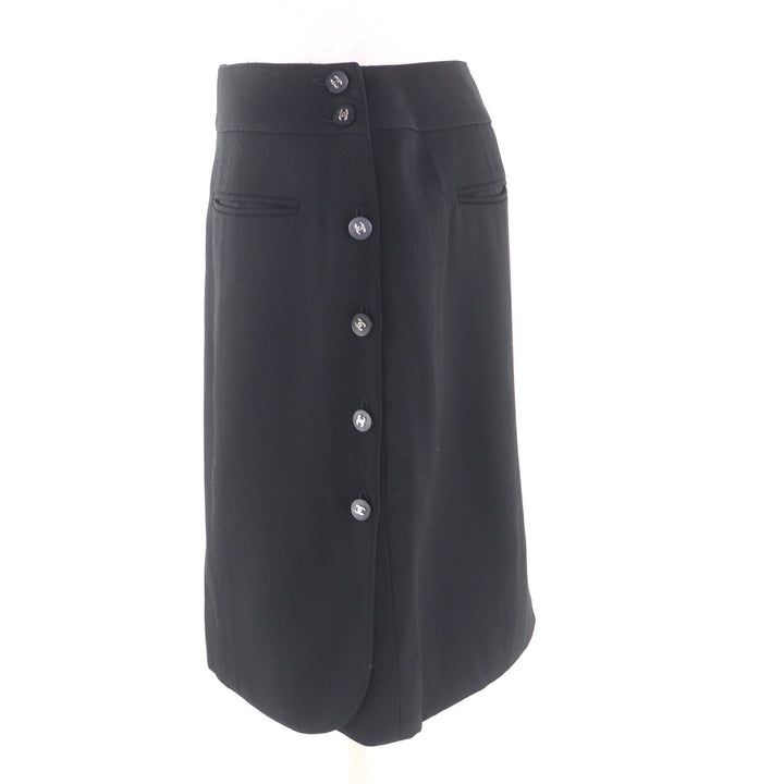 Excellent CHANEL Wrap skirt black wool Women 40 96P P06492