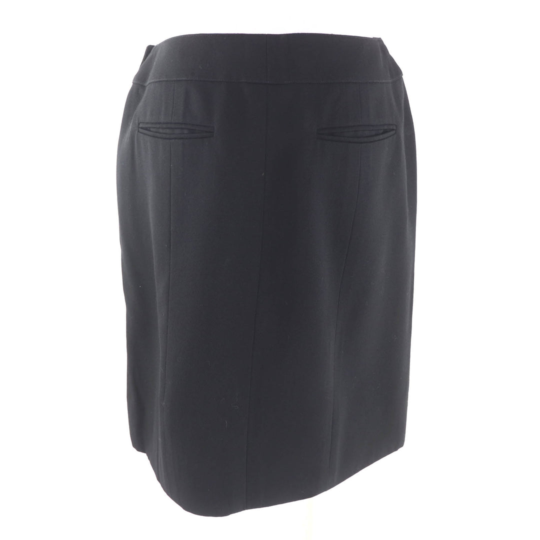 Excellent CHANEL Wrap skirt black wool Women 40 96P P06492