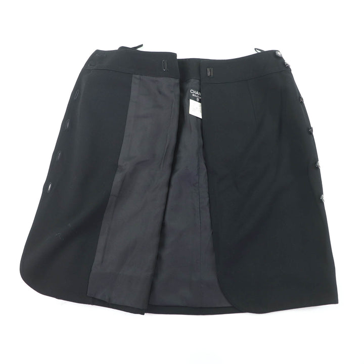 Excellent CHANEL Wrap skirt black wool Women 40 96P P06492
