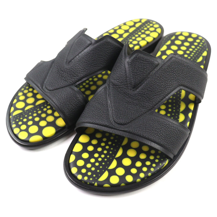 Great LOUIS VUITTON Yayoi Kusama Sandals LV oasis line black leather mens 8
