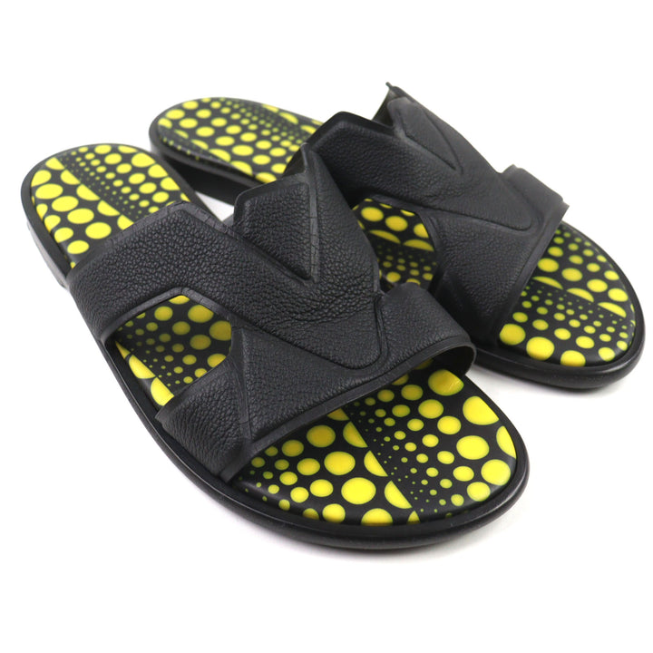 Great LOUIS VUITTON Yayoi Kusama Sandals LV oasis line black leather mens 8