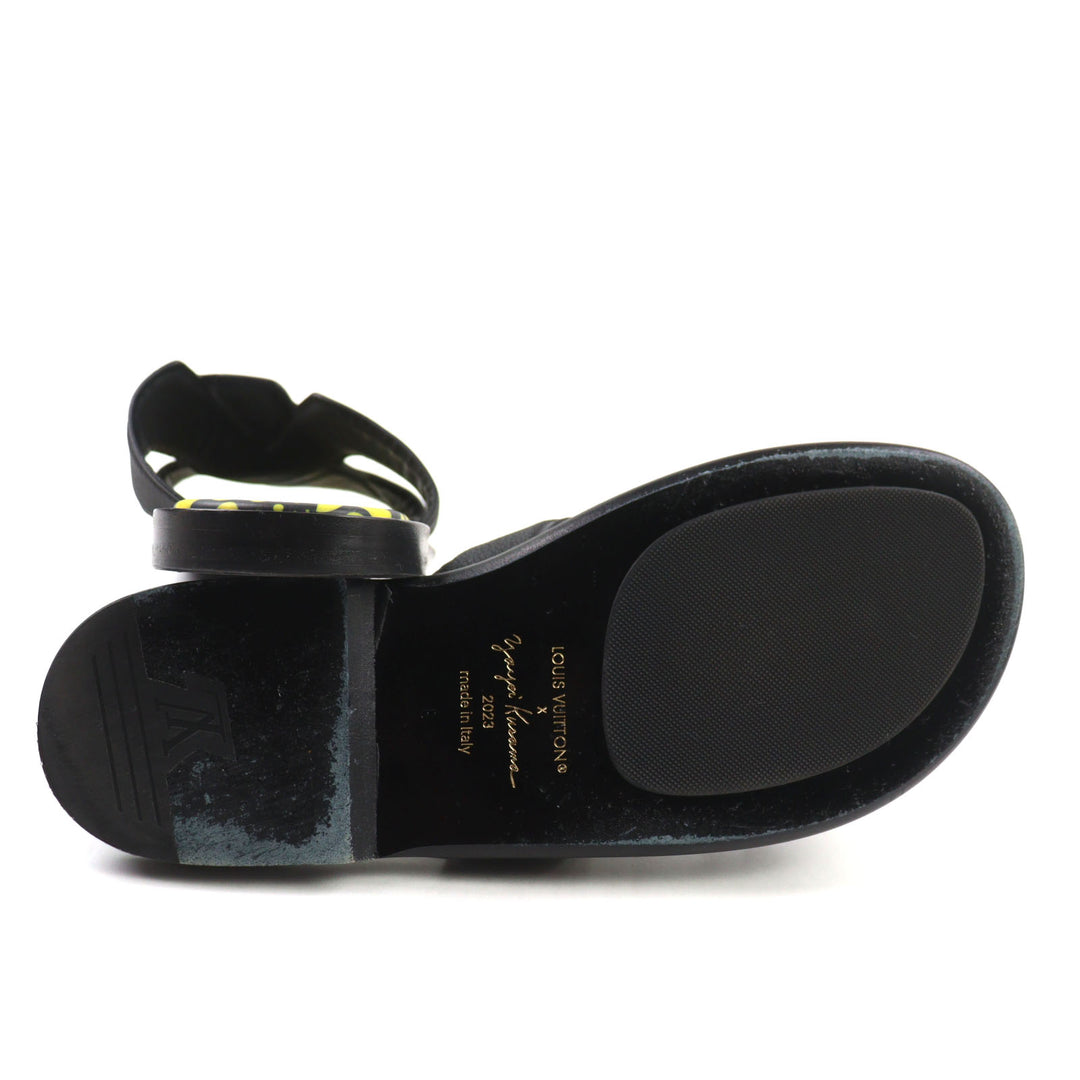 Great LOUIS VUITTON Yayoi Kusama Sandals LV oasis line black leather mens 8