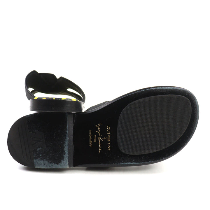 Great LOUIS VUITTON Yayoi Kusama Sandals LV oasis line black leather mens 8