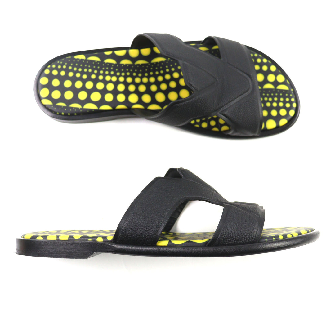 Great LOUIS VUITTON Yayoi Kusama Sandals LV oasis line black leather mens 8