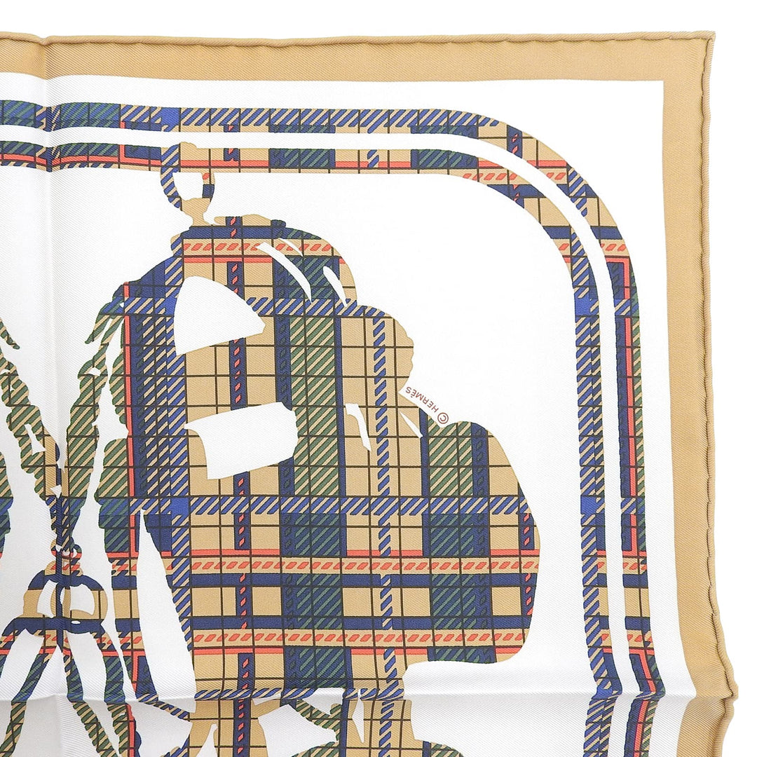 Excellent HERMES scarf Carre 45 BRIDES de GALA Tartan Multi silk Women