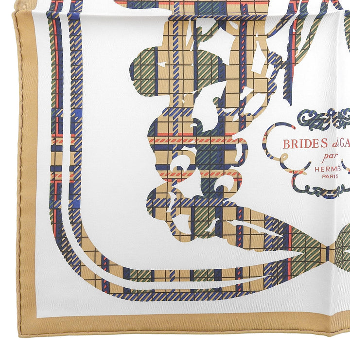 Excellent HERMES scarf Carre 45 BRIDES de GALA Tartan Multi silk Women