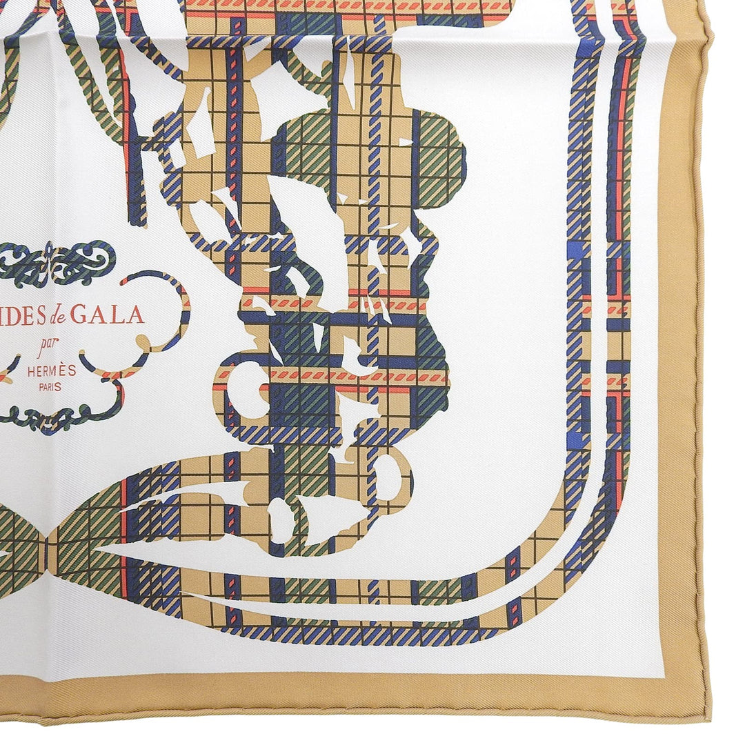Excellent HERMES scarf Carre 45 BRIDES de GALA Tartan Multi silk Women