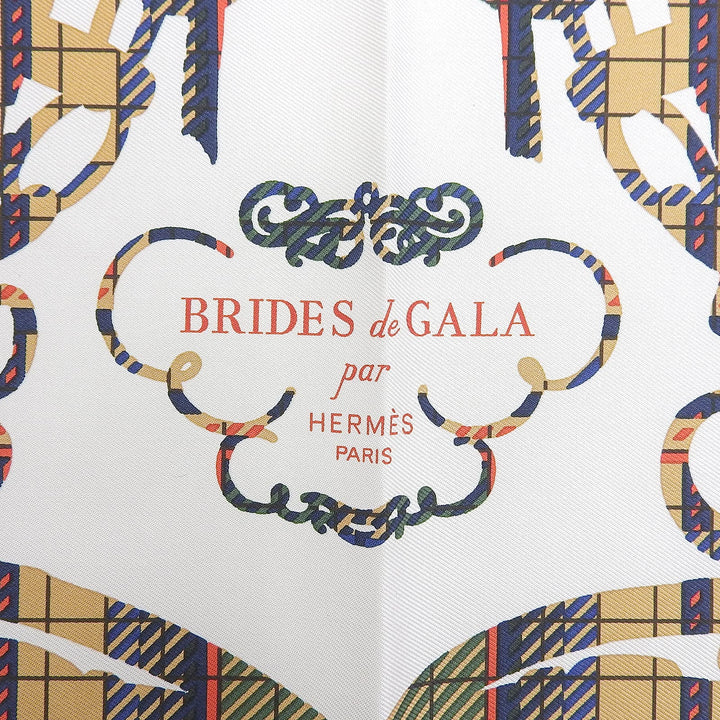 Excellent HERMES scarf Carre 45 BRIDES de GALA Tartan Multi silk Women