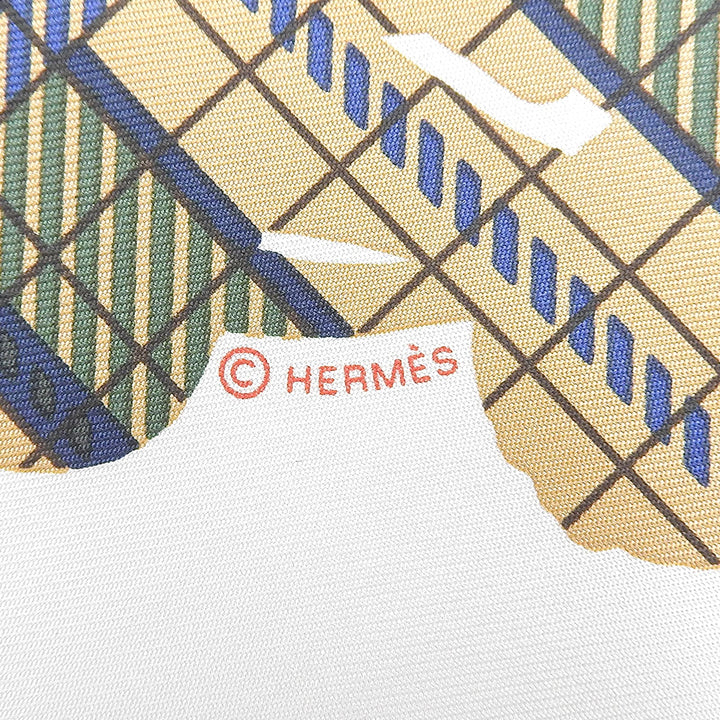 Excellent HERMES scarf Carre 45 BRIDES de GALA Tartan Multi silk Women
