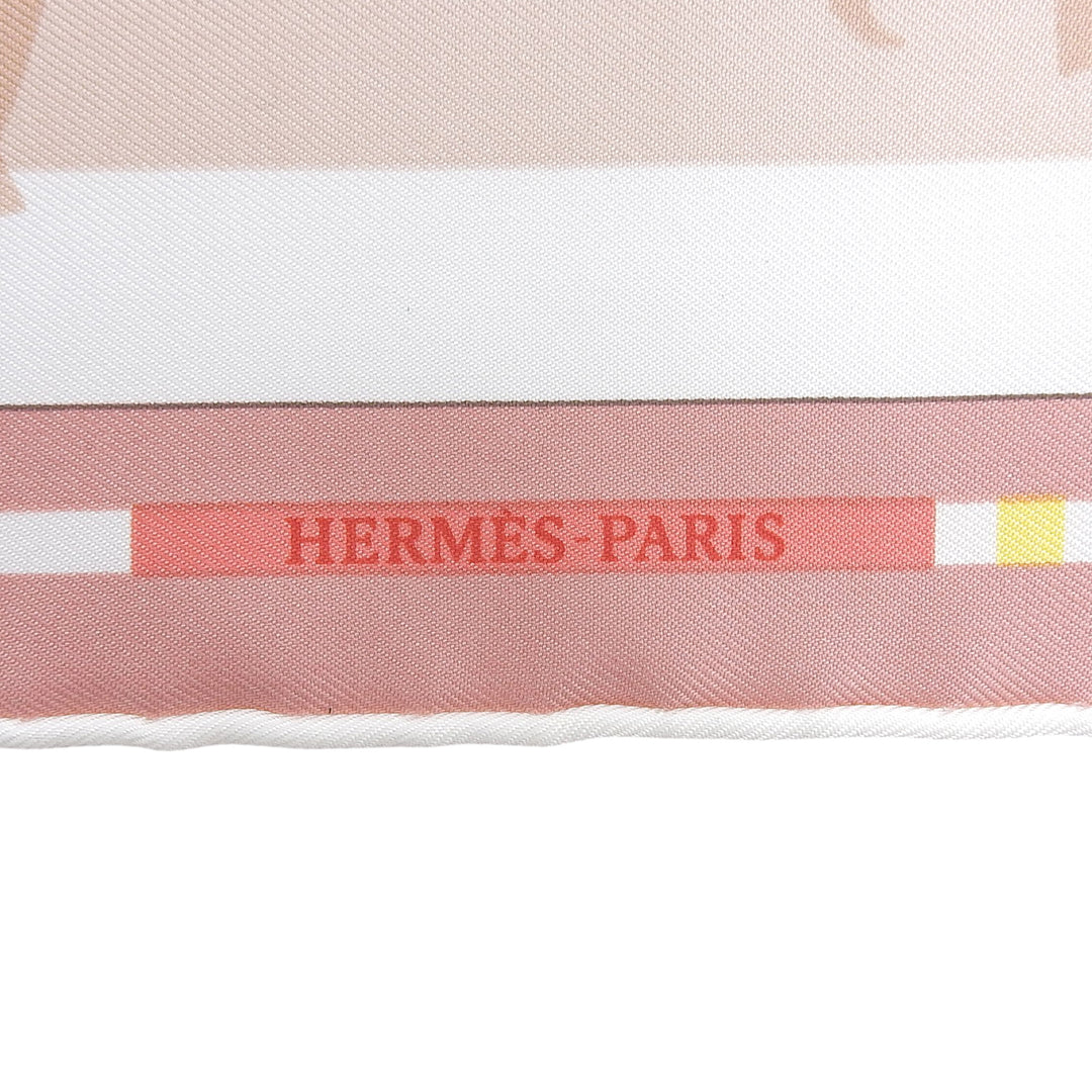 Excellent HERMES scarf Carré 45 VOITURES EN NQUILIBRE pink silk Women