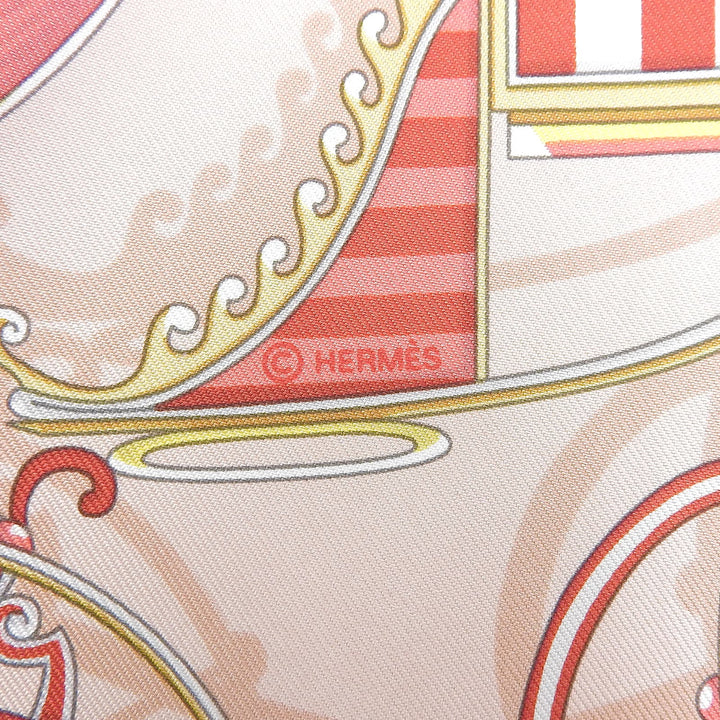 Excellent HERMES scarf Carré 45 VOITURES EN NQUILIBRE pink silk Women